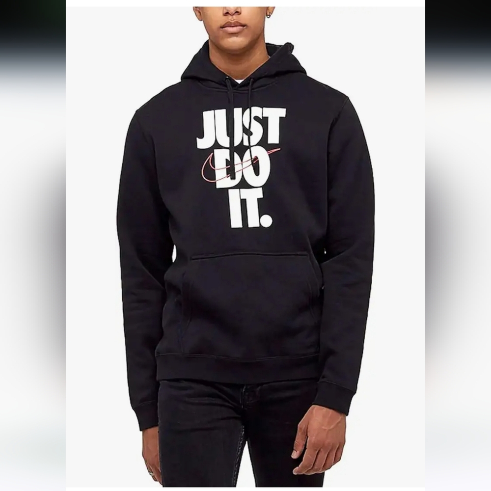 Nike Mens Just Do It Pullover Hoodie Fleece Sweatshirt. Size L